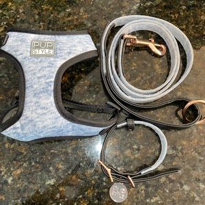 DOG HARNESS COLLAR LEASH BUNDLE